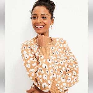 LOFT Brown and White Cowl Neck Sweater